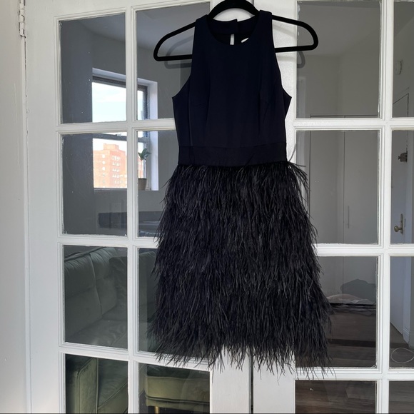 Milly Blair Ostrich Feather Cocktail Dress size 0 - Picture 3 of 14